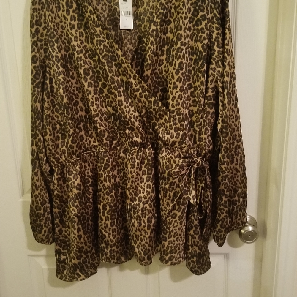 Lane Bryant Faux Wrap Leopard Print top